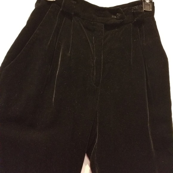 Vintage 90's Black Velvet Dress Pants High Waist Belt Loops Lined Size 6 - Picture 7 of 15